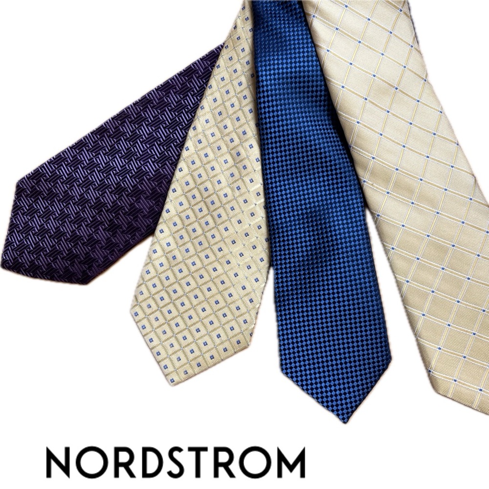👔4️⃣ Bundle of 4 Nordstrom/ Nordstrom Men’s Shop Neckties/ Neck Ties—Standard